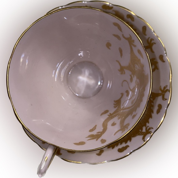 Vintage Bone china English Tea Cup Gold Dragons Pale Pink Tuscan - Picture 3 of 11